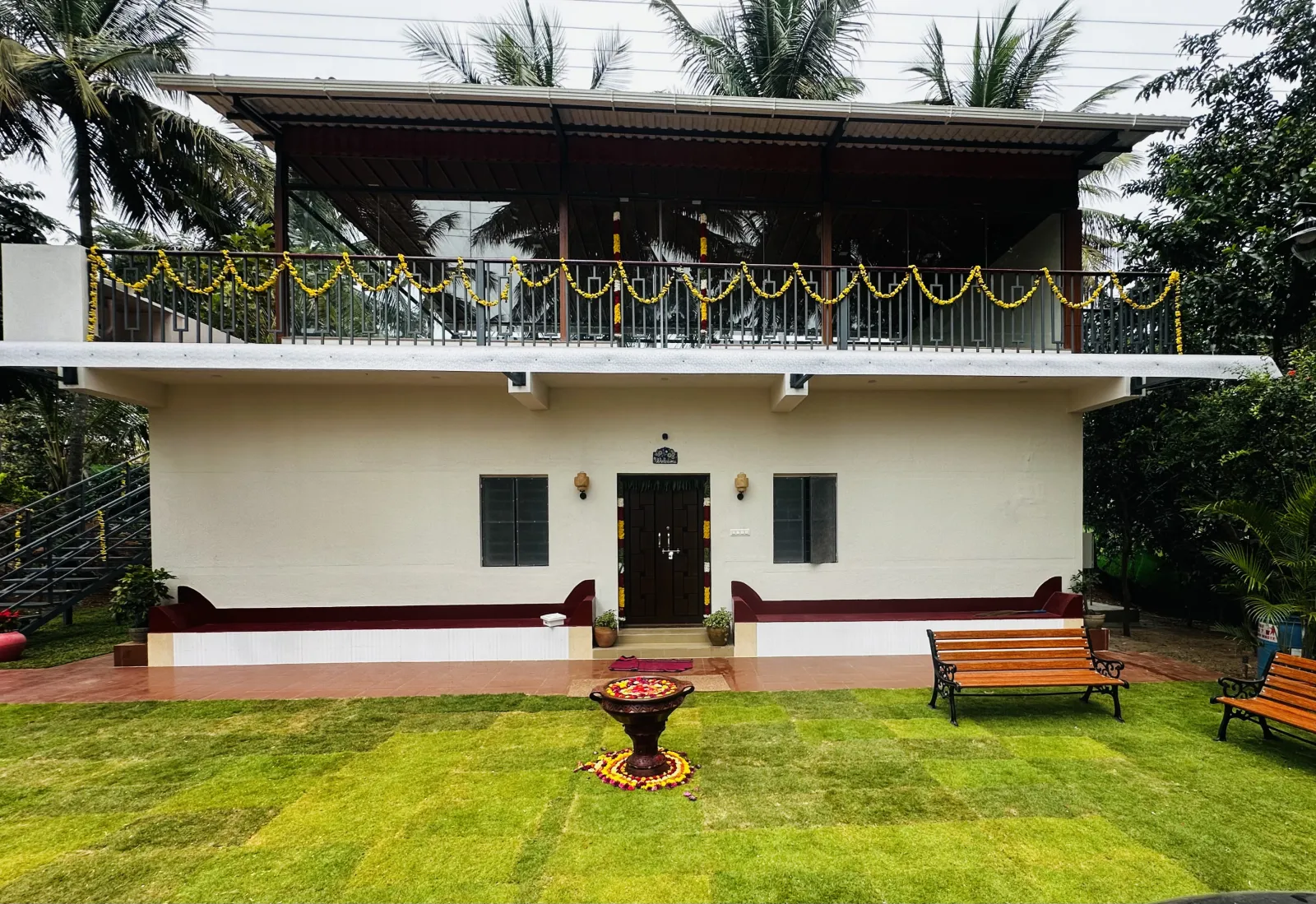 Amal Farms farmhouse decorated for an event
